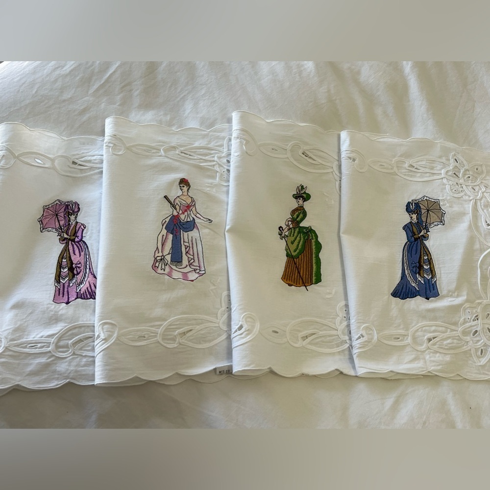 Battenberg Lace Placemats | Vintage Ladies Embroidered | Set Of 4